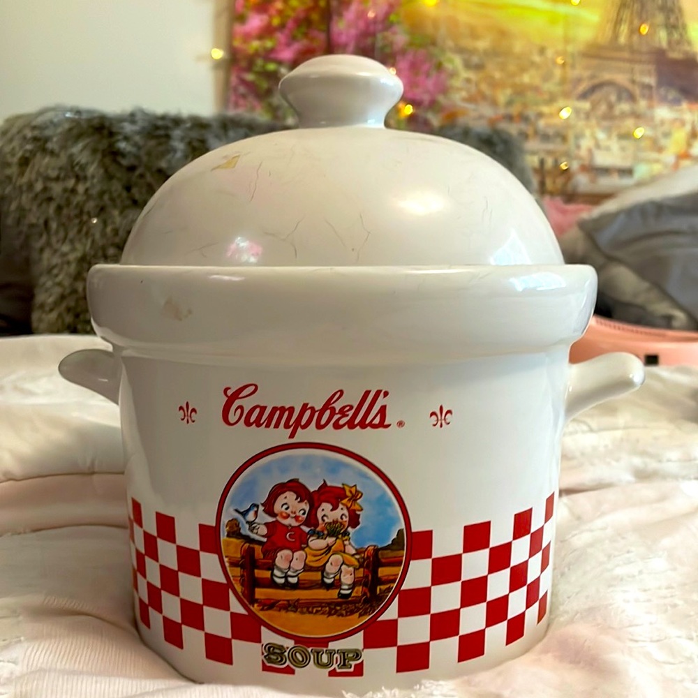 Antique Campbell’s soup bowl and ladle